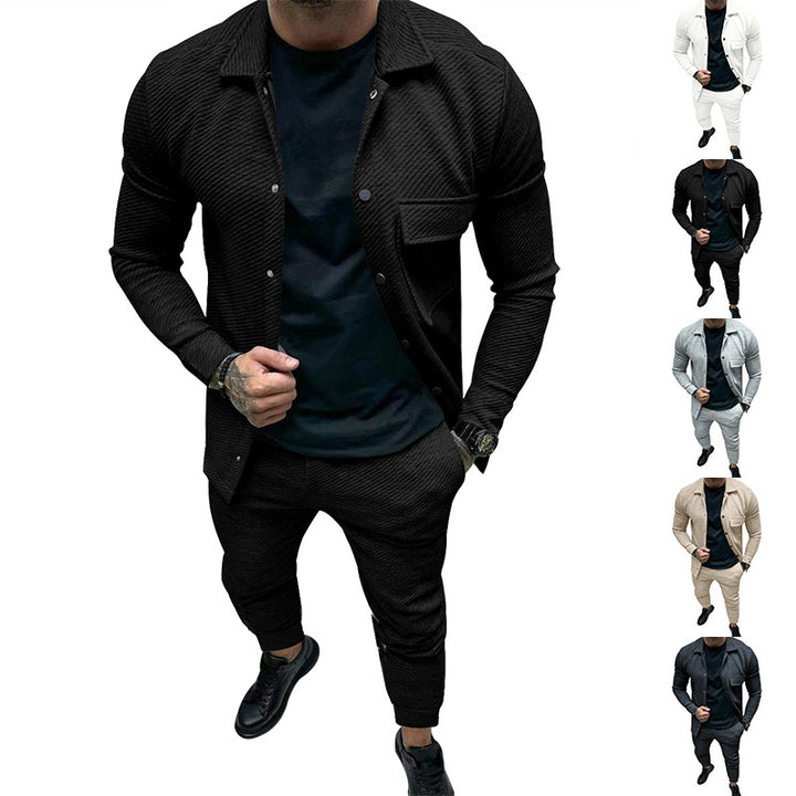 Men's Structured Jersey Leisure Set with Overshirt and Tapered Jogging Pants Mune Fashion