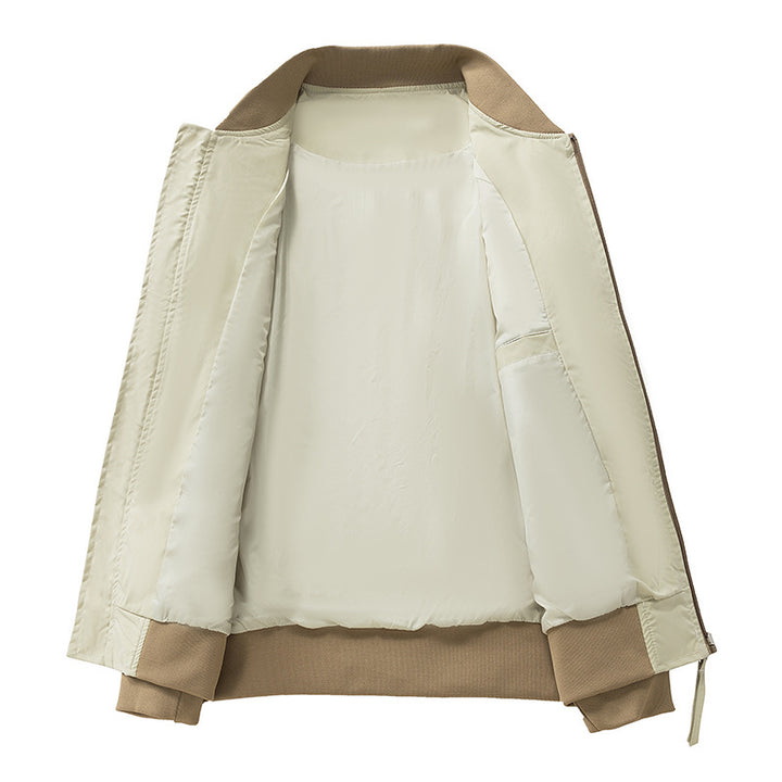 Men's lightweight technical bomber jacket with zippered sleeve pocket, ribbed cuffs, and elastic hem Mune Fashion