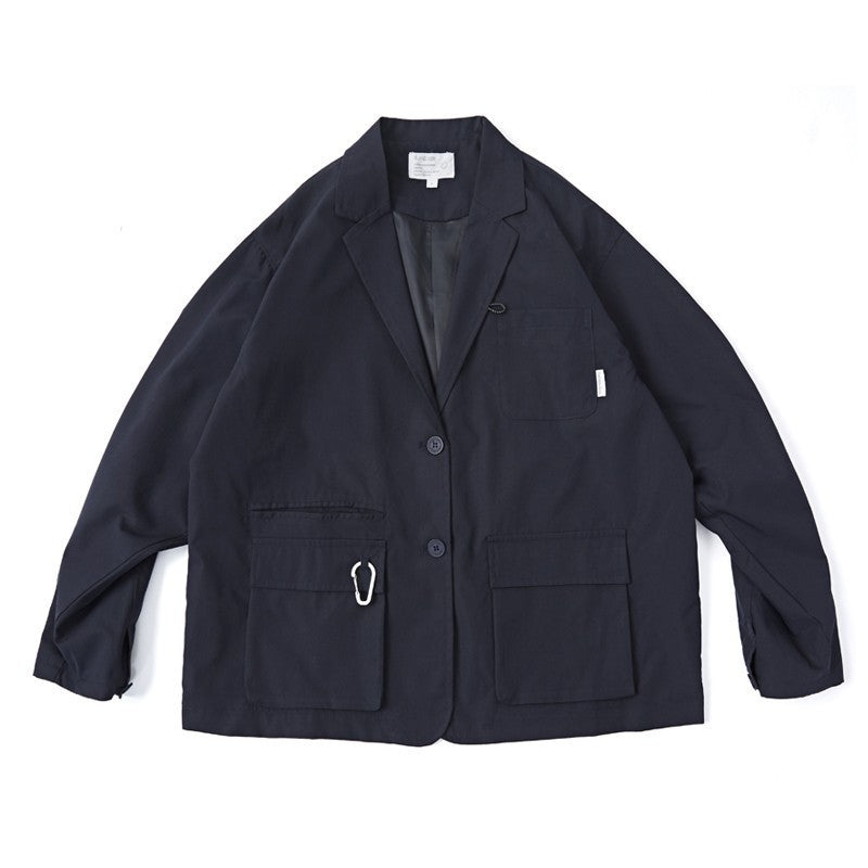 Unisex Loose-Fitting Utility Blazer with Multifunction Pockets Mune Fashion