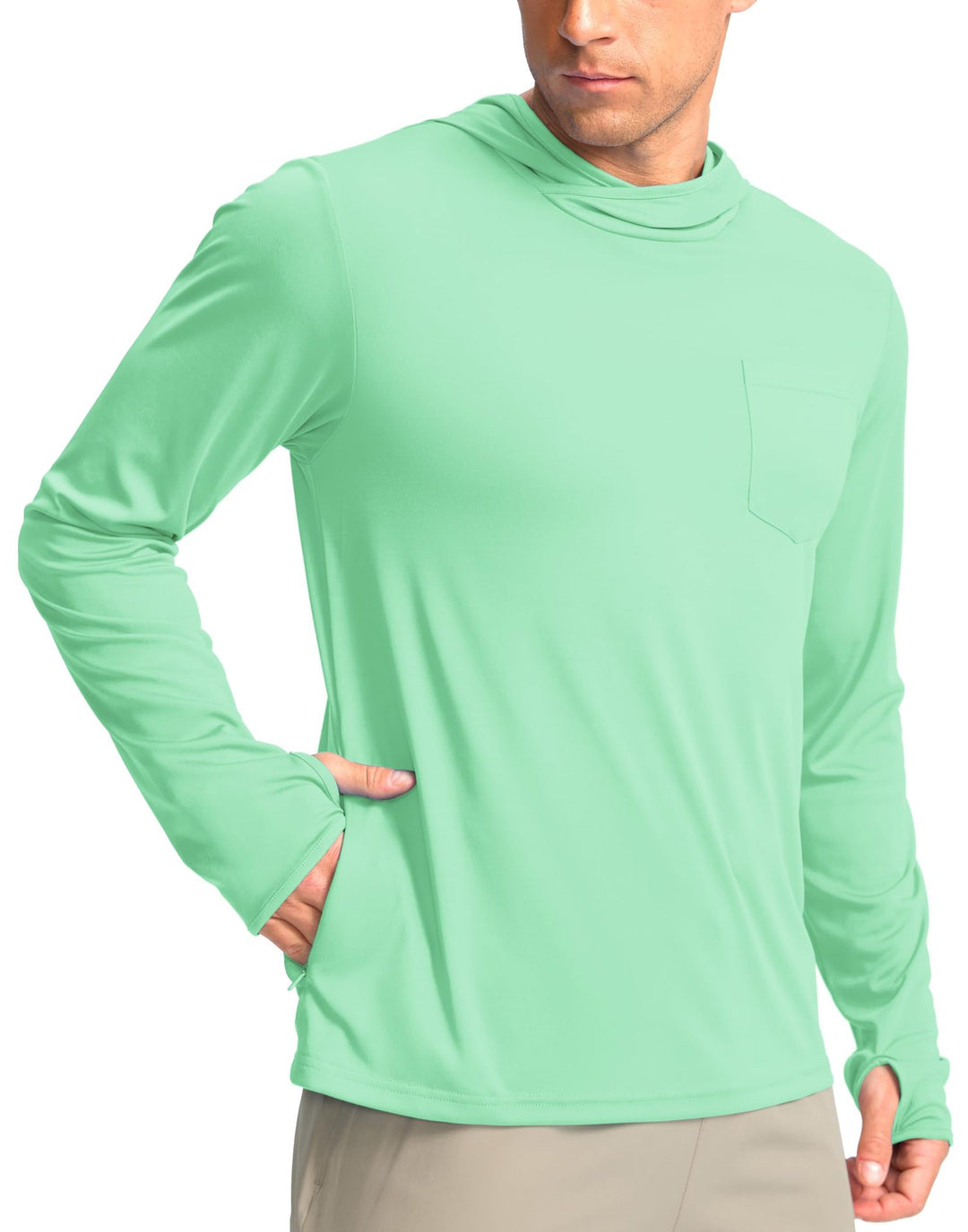 Men's functional shirt with hood and pockets