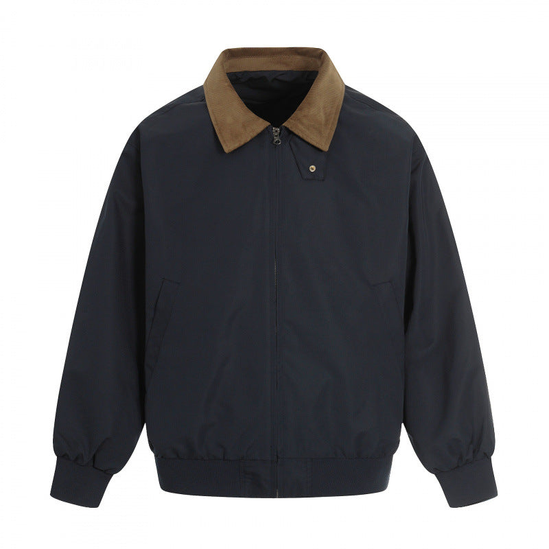 Men's Harrington jacket with corduroy collar, ribbed hem and discreet front zipper Mune Fashion
