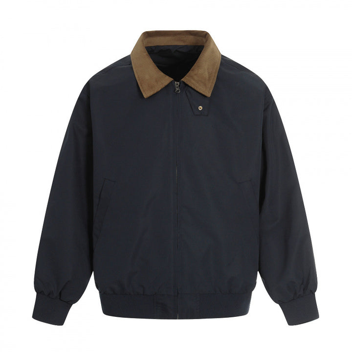 Men's Harrington jacket with corduroy collar, ribbed hem and discreet front zipper Mune Fashion