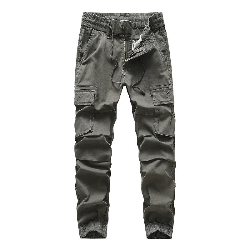 Men's Utility Cargo Jogging Pants with Drawstring, Multifunctional Pockets, and Elastic Cuffs