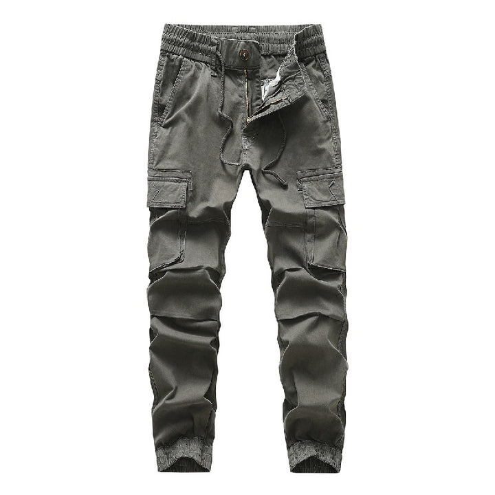 Men's Utility Cargo Jogging Pants with Drawstring, Multifunctional Pockets, and Elastic Cuffs