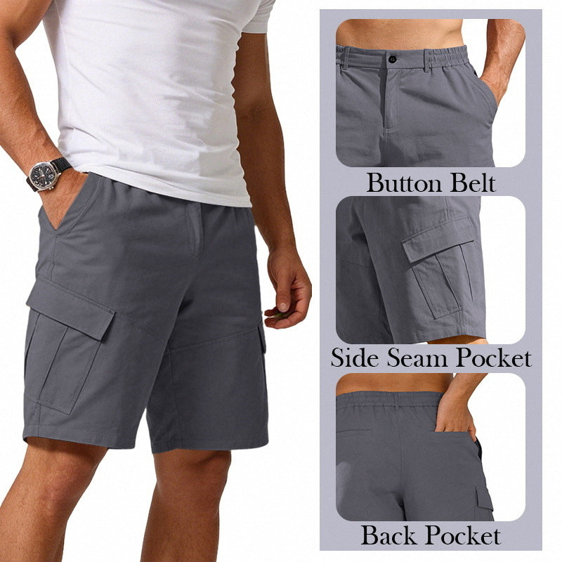 Men's button waistband Bermuda shorts with partially elastic back and applied flap pockets Mune Fashion