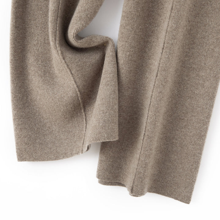 Women's Soft Knit Pants with Wide Leg, Drawstring Waistband, and Decorative Center Seam
