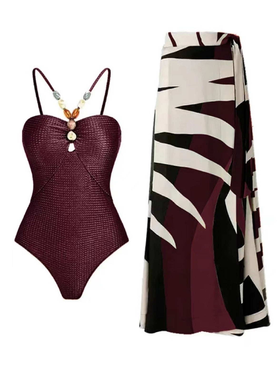 Women's swimsuit with trendy cut-out and elegant wrap skirt Mune Fashion