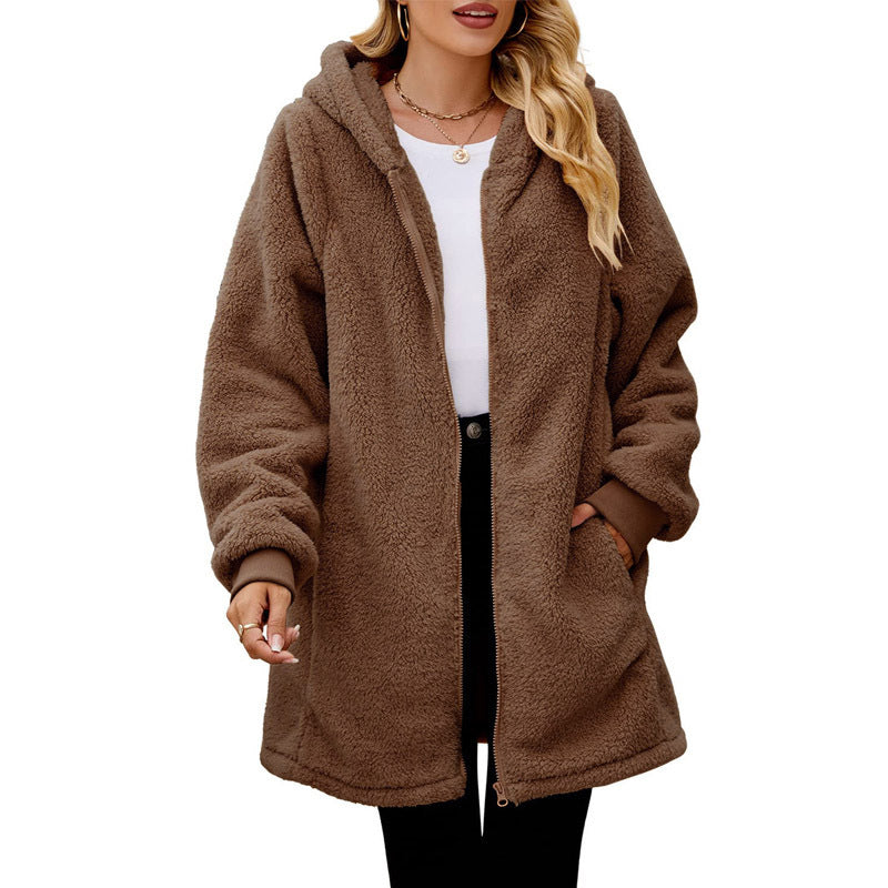 Ladies Cozy Teddy Fleece Jacket Mune Fashion