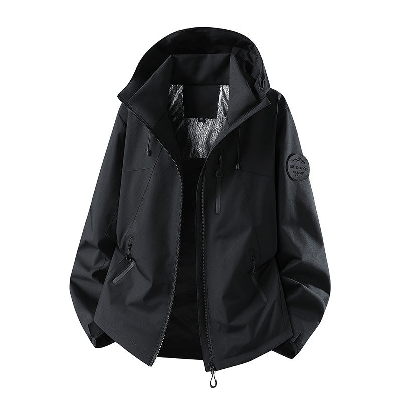 Men's Water-Repellent Softshell Jacket with Hood and Zipper Pockets Mune Fashion