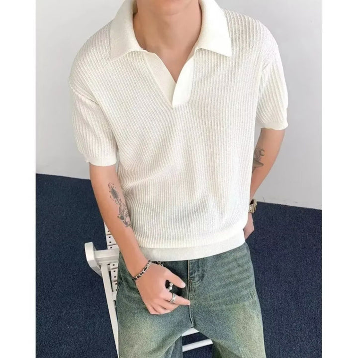 Men's Elegant Polo Shirt with Textured Design Mune Fashion