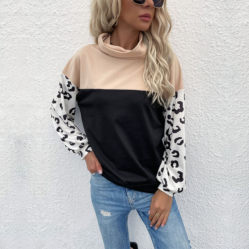 Women's Oversized Sweater with Shawl Collar, Colourblock and Balloon Sleeves Mune Fashion