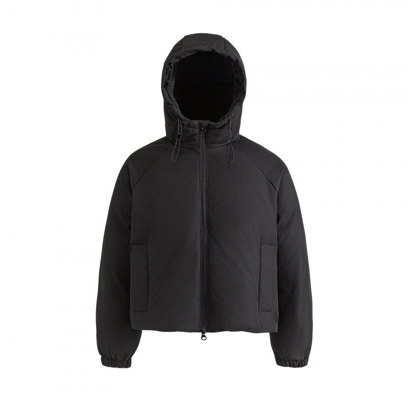 Women's Lightweight Boxy Quilted Hoodie Jacket with Drawstring, Concealed Zipper and Elastic Cuffs Mune Fashion
