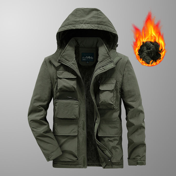 Men's Multifunctional Field Parka with Teddy Fleece Lining and Hood Mune Fashion