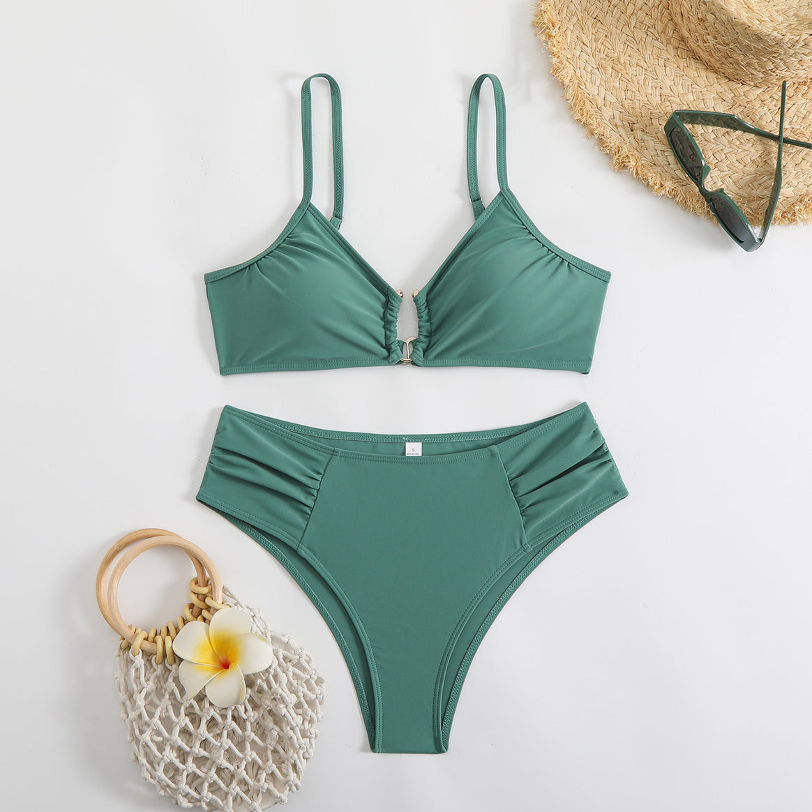 Ladies fashionable triangle bikini with side gathers Mune Fashion