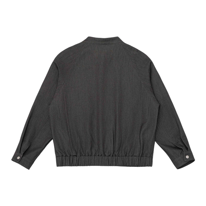Unisex Short Cut Denim Utility Jacket with Funnel Neck and Drawstring Hem Mune Fashion
