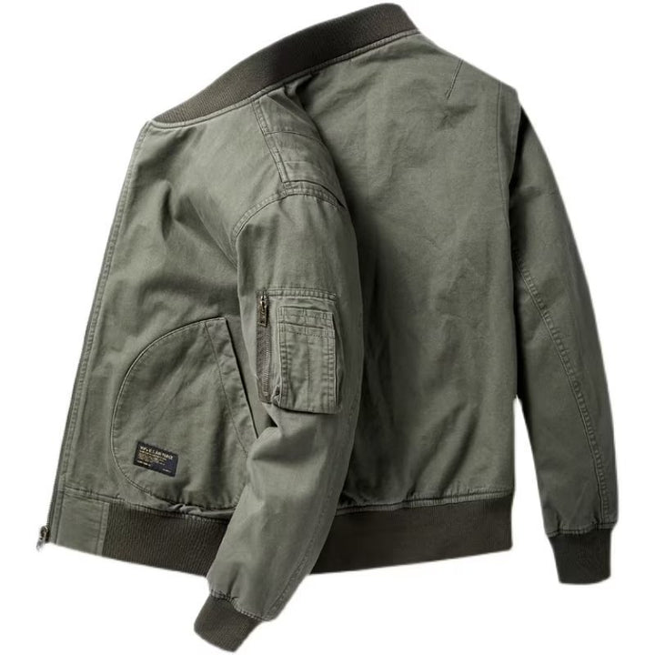 Men's Cotton Canvas Bomber Jacket with Arm Pocket and Ribbed Cuffs Mune Fashion
