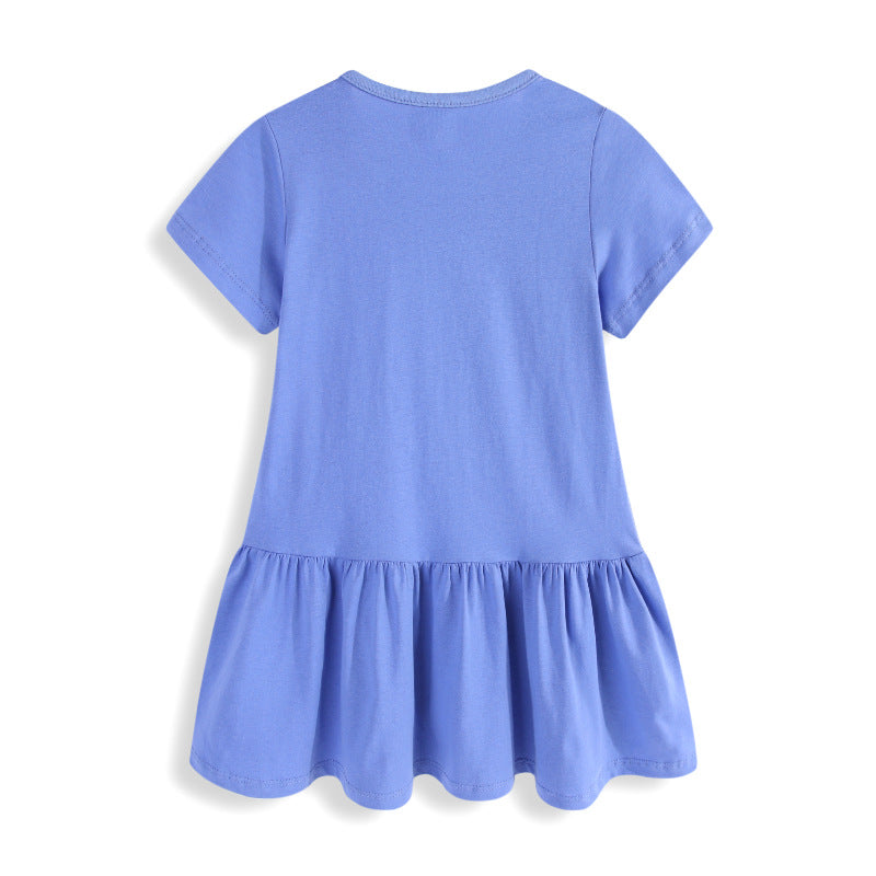 Girls cotton dress with hand-stitched unicorn appliqué Mune Fashion