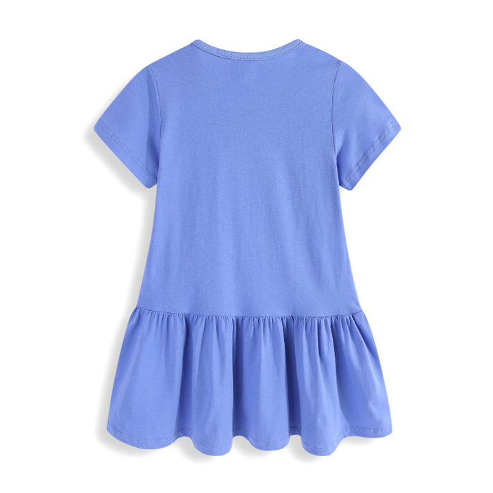 Girls cotton dress with hand-stitched unicorn appliqué Mune Fashion