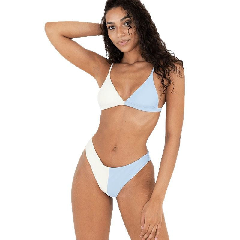 Women's Triangle Bikini with Harmonic Color Contrast Mune Fashion