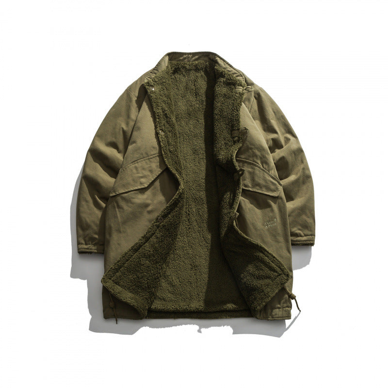 Men's Insulated Parka Jacket in Oversized Cut with Sherpa Lining and Drawstring Hem Mune Fashion