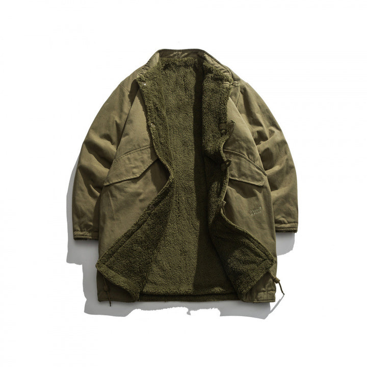 Men's Insulated Parka Jacket in Oversized Cut with Sherpa Lining and Drawstring Hem Mune Fashion