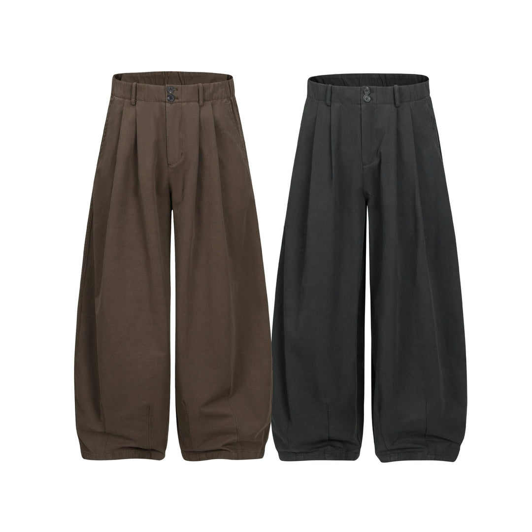 Women Wide Culotte Pants with High Waist, Pleats, and Elastic Ankle Closure Mune Fashion