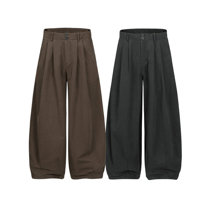 Women Wide Culotte Pants with High Waist, Pleats, and Elastic Ankle Closure Mune Fashion