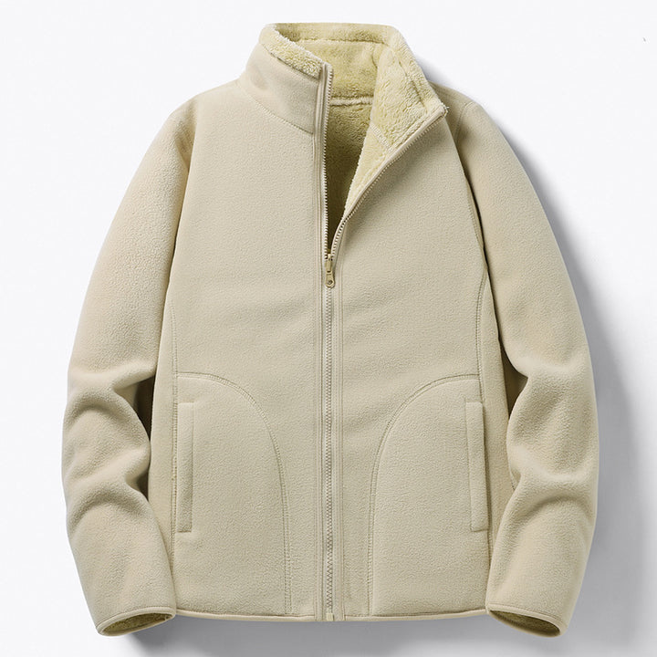 Women Padded Fleece Jacket with Teddy Lining, Stand-up Collar & Full-Length Zipper Mune Fashion