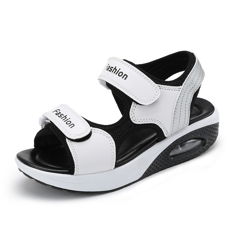 Ladies' ergonomic sandal with air-cushioned platform, Velcro fasteners and padded footbed Mune Fashion