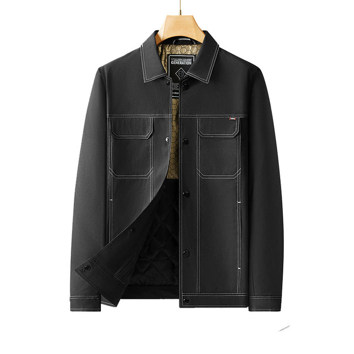 Men's transitional trucker jacket with quilted inner lining and contrast stitching Mune Fashion
