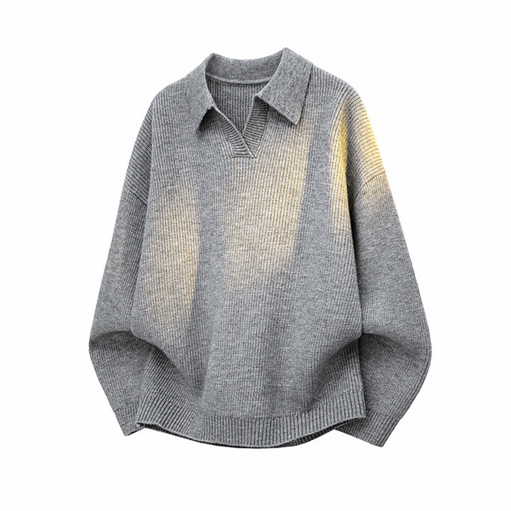 Men's Fashionable Chunky Knit Sweater with Collar Mune Fashion