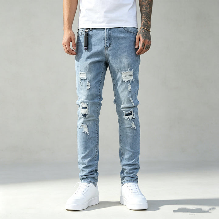 Men's Fashionable Ripped Denim Pants Mune Fashion