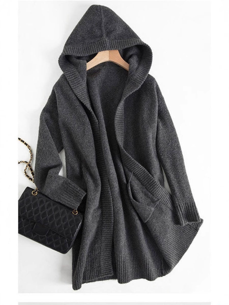 Women's Oversize Hooded Cardigan in Cashmere-Look with Open Fall and Wide Rib Mune Fashion