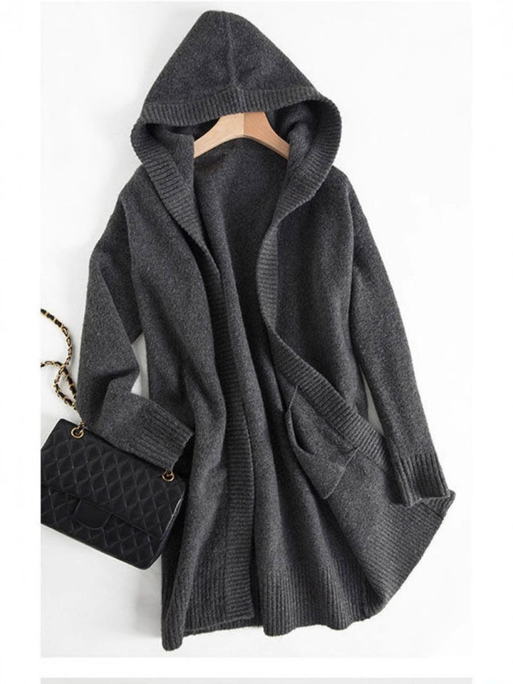 Women's Oversize Hooded Cardigan in Cashmere-Look with Open Fall and Wide Rib Mune Fashion