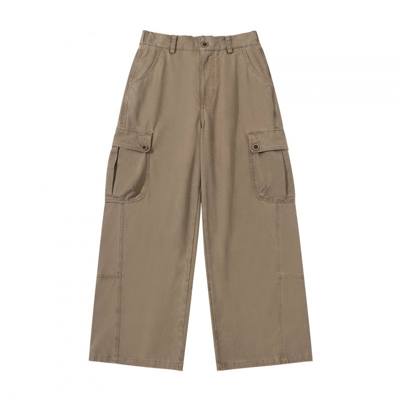 Women's Wide Cargo Pants with High Waist, Large Flap Pockets, and Culotte Silhouette Mune Fashion