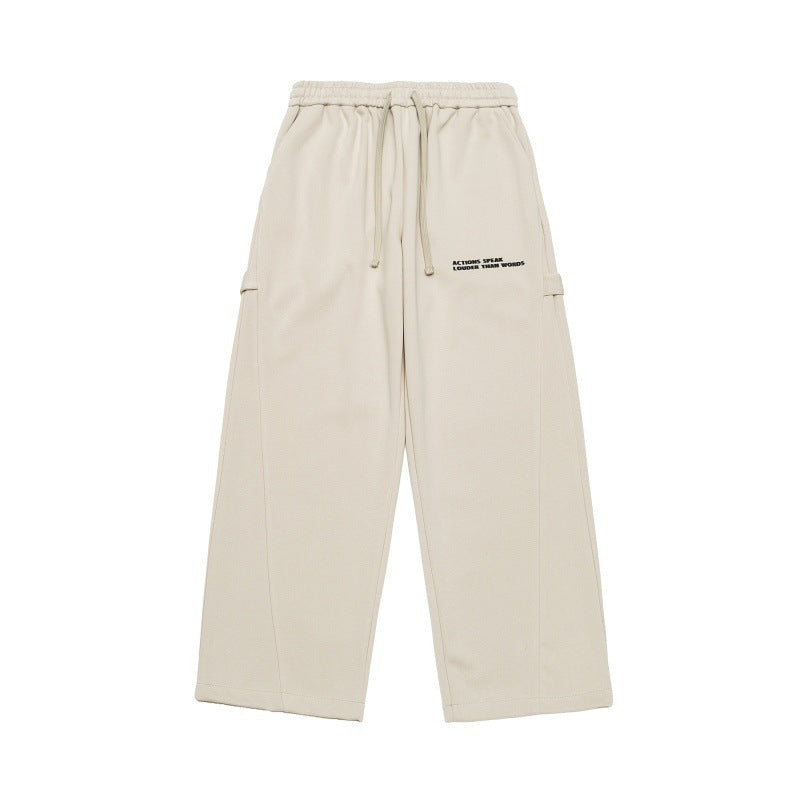 Unisex Wide Cropped Sweatpants in Cargo Style with Drawstring Waistband and Patch Pockets Mune Fashion