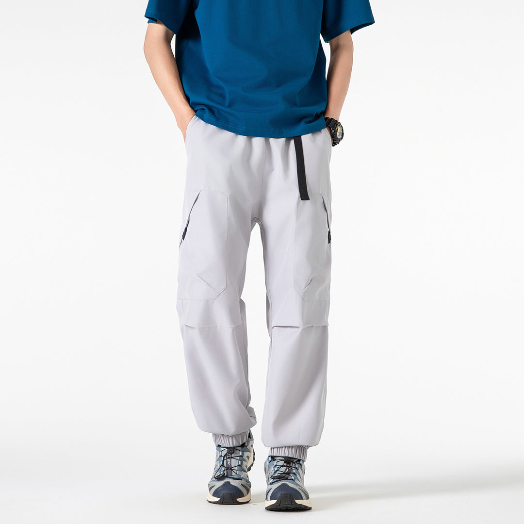 Men's Utility Jogger Cargo Pants with elastic drawstring waistband, large flap pockets, and ribbed cuffs Drune