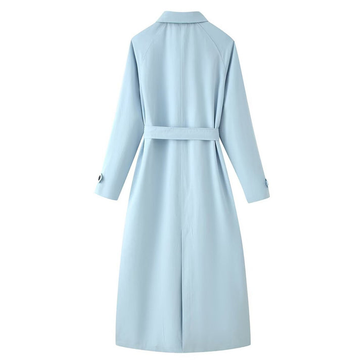 Ladies longer tailored trench coat with tie belt and shirt collar Mune Fashion