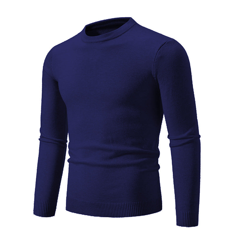Men's fine knit round neck sweater slim fit with ribbed cuffs Mune Fashion