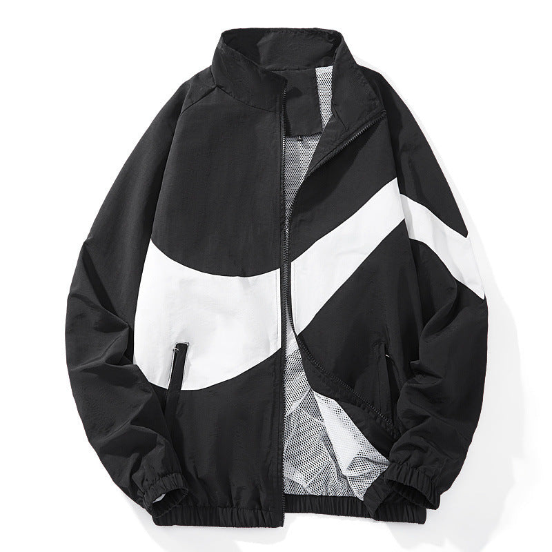 Men's sporty transitional jacket with high collar and side zip pockets Mune Fashion