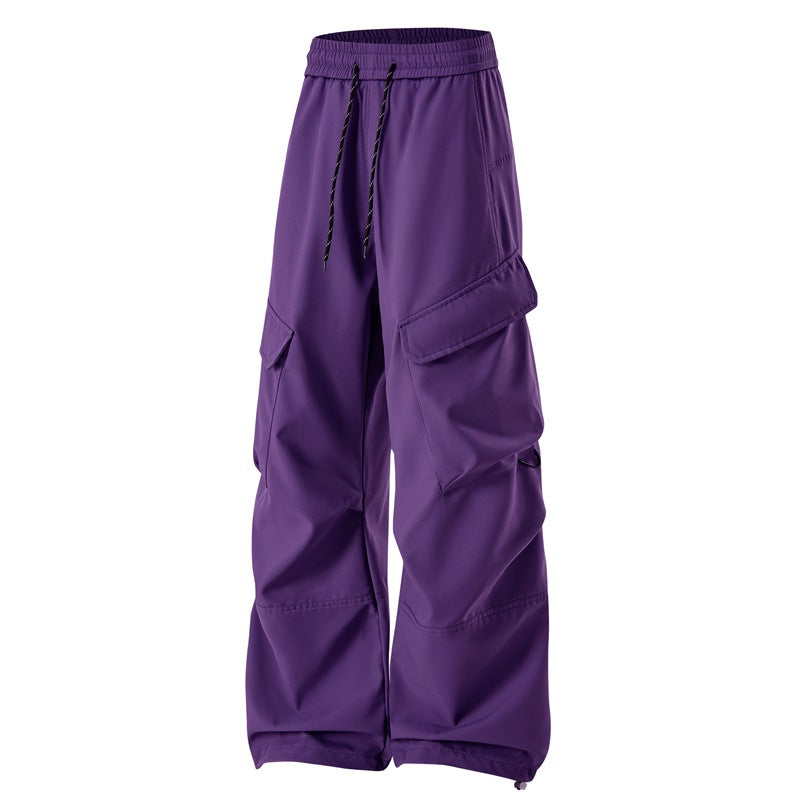 Men's loose-fitting utility cargo pants with elastic waistband, drawstring, and generous flap pockets Mune Fashion