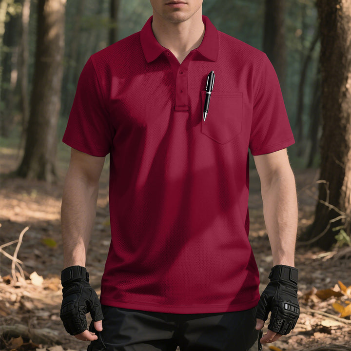 Men's functional short-sleeve polo shirt with breast pocket, integrated pen loop and micro-perforated ventilation Mune Fashion