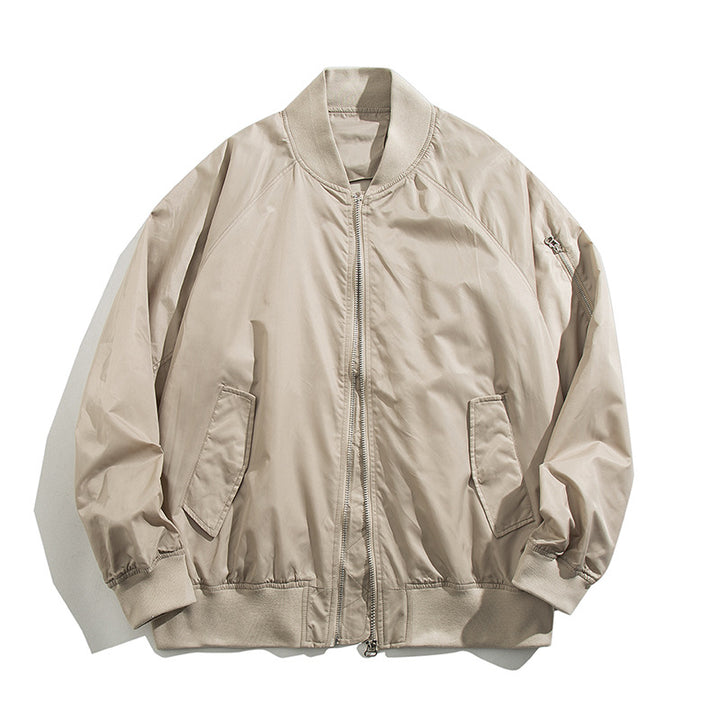 Men's  relaxed nylon zip-front bomber jacket with raglan sleeves and angled flap hand pockets Mune Fashion