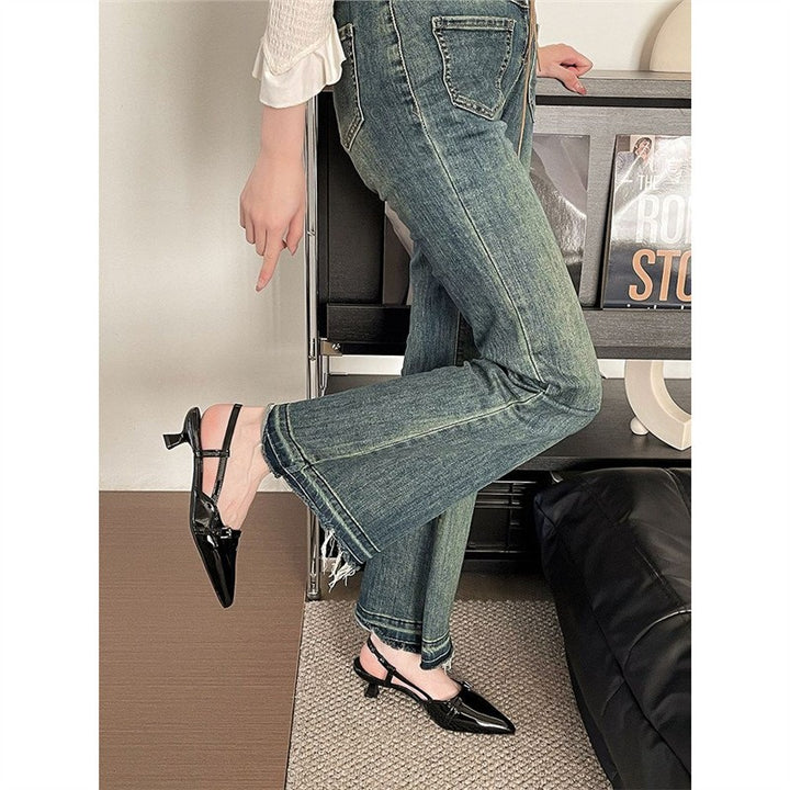 Women's pointed patent pumps with slingback, slender silhouette and padded comfort insole Mune Fashion