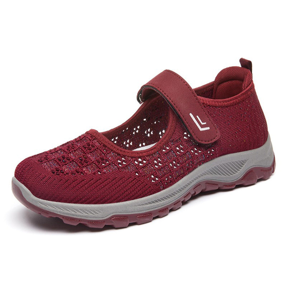 Women's breathable knitted Mary Jane sneakers with Velcro, shock-absorbing EVA midsole, and grippy profile outsole Mune Fashion