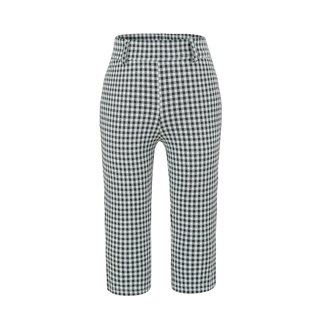 Ladies high-cut slim-fit pants with Vichy check and elastic waistband Mune Fashion