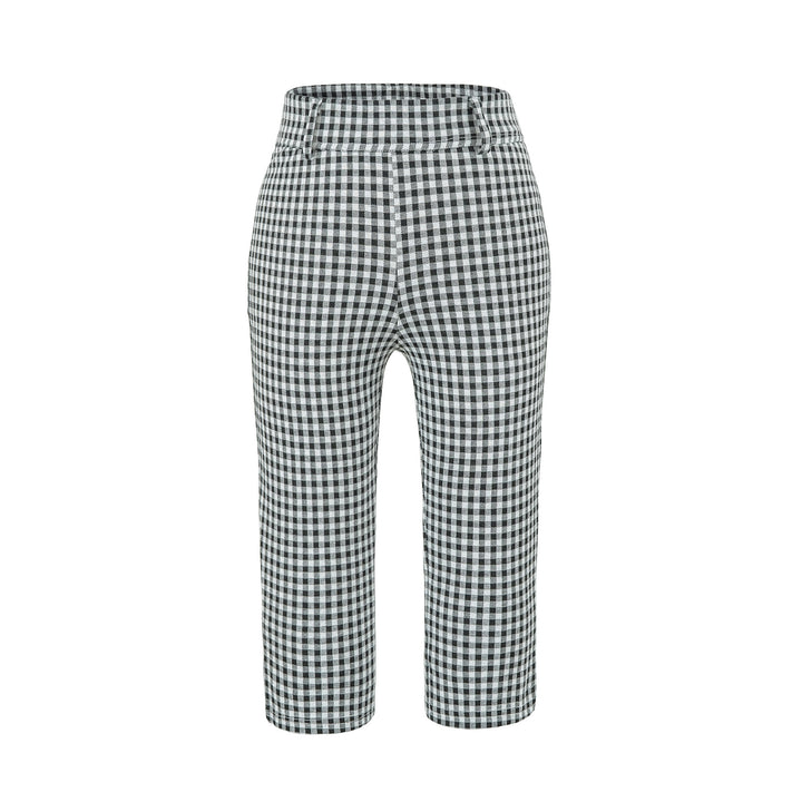 Ladies high-cut slim-fit pants with Vichy check and elastic waistband Mune Fashion