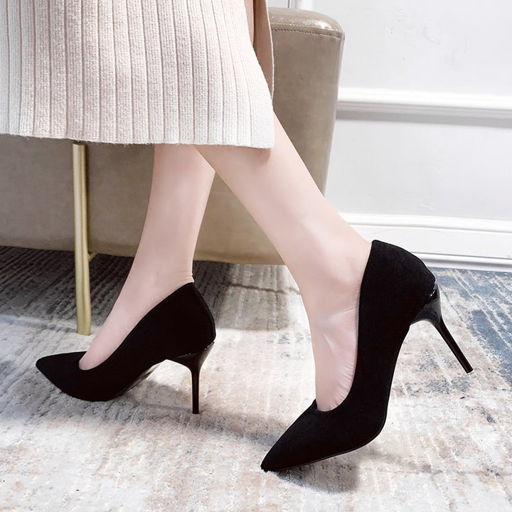 Women Velvet lace Pumps with narrow stiletto heel and comfort footbed Mune Fashion