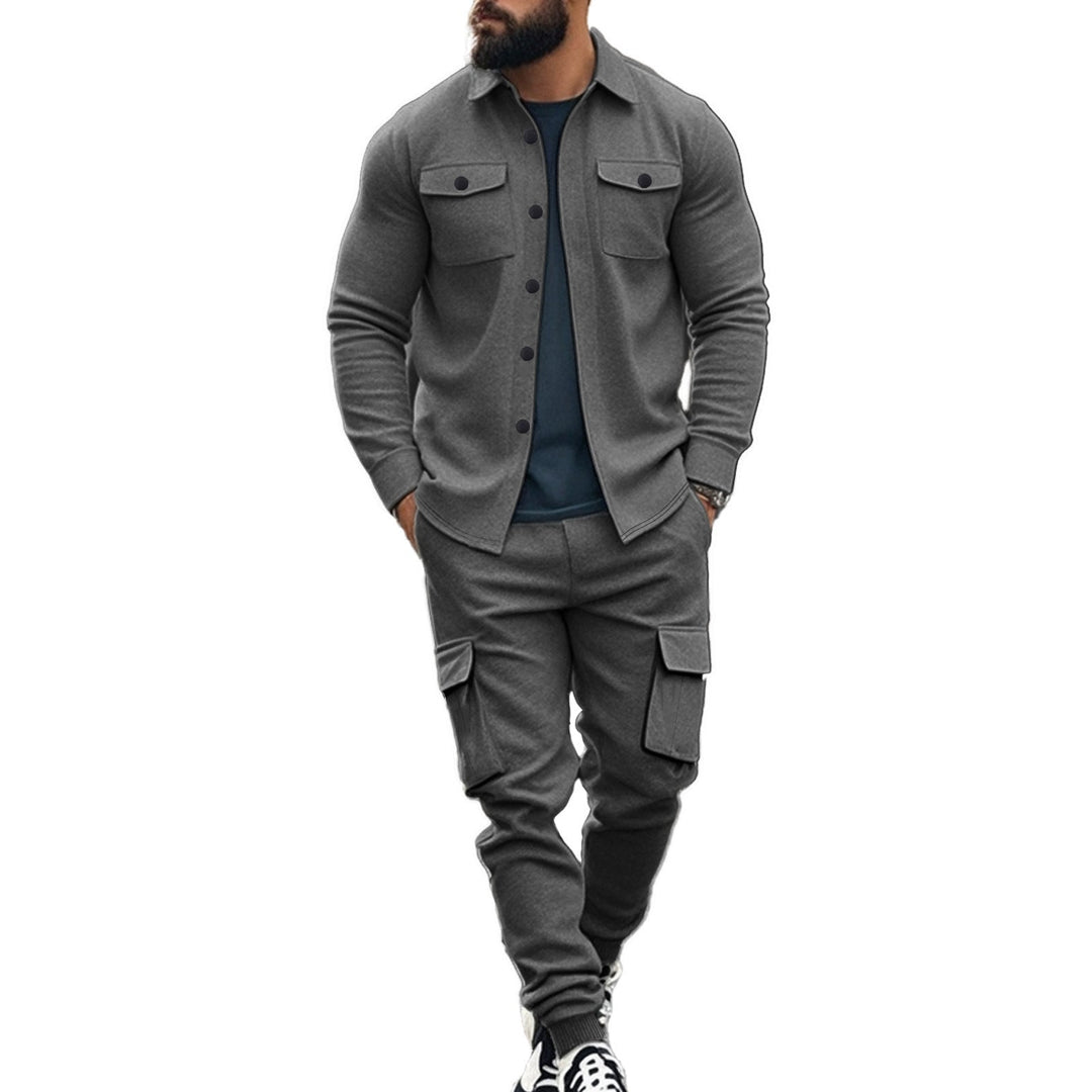 Men's Cargo Set with Casual Shirt and Elastic Pants Mune