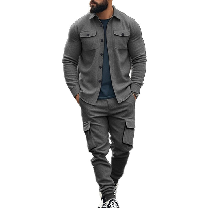 Men's Cargo Set with Casual Shirt and Elastic Pants Mune